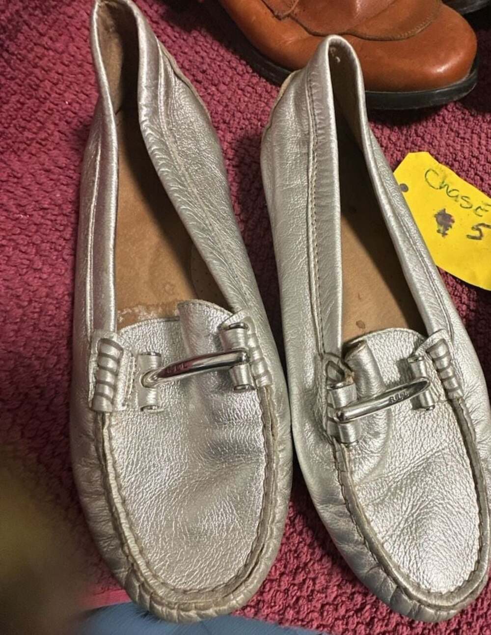 Lauren Ralph Lauren RRL Silver Metallic Leather Driving Loafers
